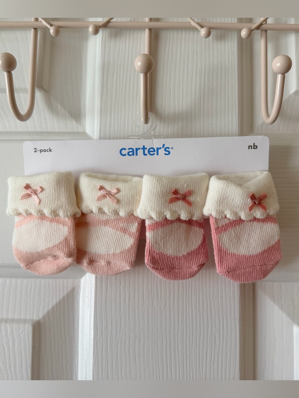 Carter's Pink and Cream Baby Ballet Sock 2-Pack